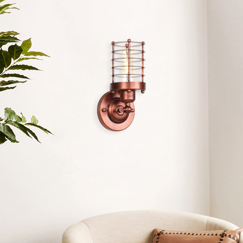 Industrial Cylinder Iron 1-Light Wall Sconce Lamp