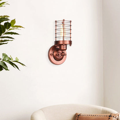 Industrial Cylinder Iron 1-Light Wall Sconce Lamp