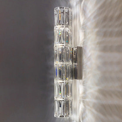 Luxury Silver Crystal Column 3/4/6 Light Wall Sconce Lamp