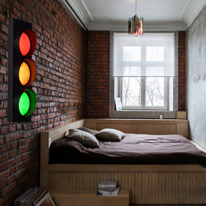 Rectangle Traffic Signal Iron Glass LED Wall Sconce Lamp