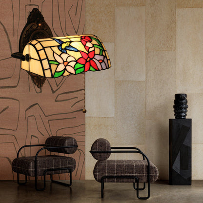 Tiffany Alloy Iron Stained Glass 1-Light Wall Sconce Lamp