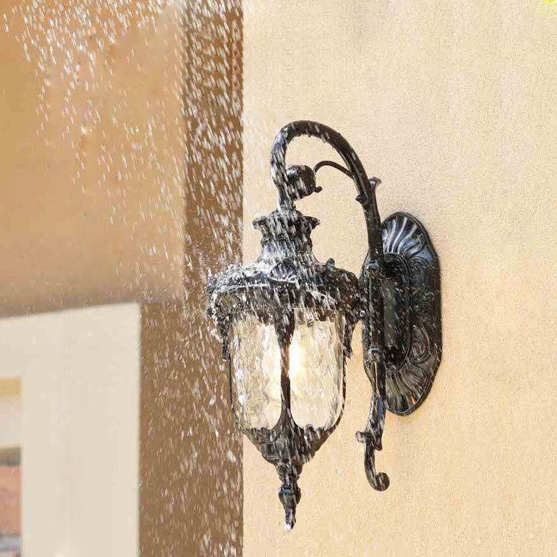 Cylinder Aluminum Glass 1-Light Outdoor Wall Sconce Lamp