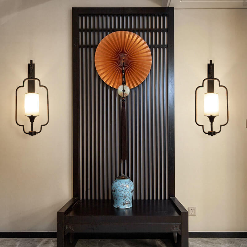 Classical Iron Frame Square Round 1-Light Wall Sconce Lamp