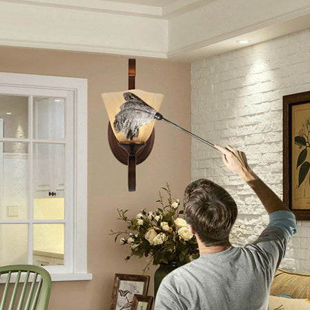 Iron Glass Tetrahedron Oval Base 1/2 Light Wall Sconce Lamp