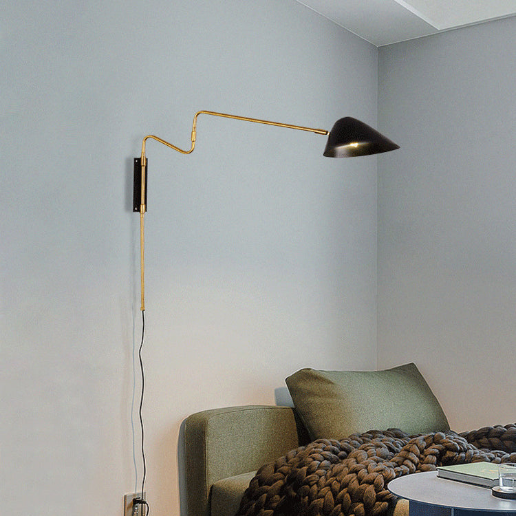 Iron With Long Rod Rocker Arm 1-Light Wall Sconce Lamp