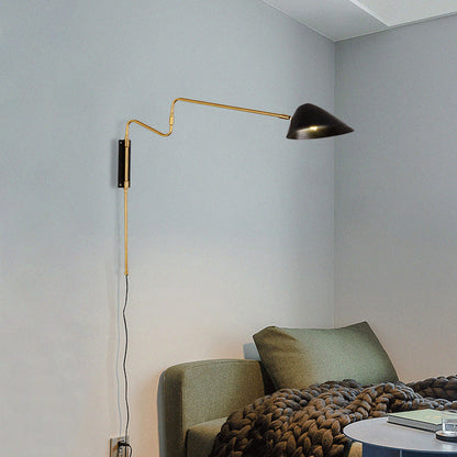 Iron With Long Rod Rocker Arm 1-Light Wall Sconce Lamp