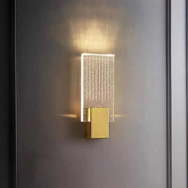 Minimalist Square Copper Crystal LED Wall Sconce Lamp