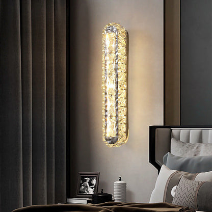 Stainless Crystal Elliptical Strip LED Wall Sconce Lamp