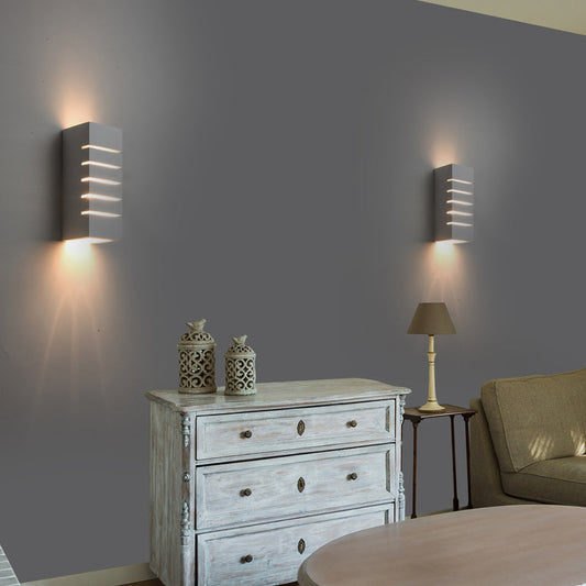 Minimalist Square Striped Plaster 1-Light Wall Sconce Lamp