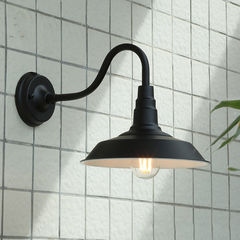 Traditional Iron Round Shade 1-Light Wall Sconce Lamp