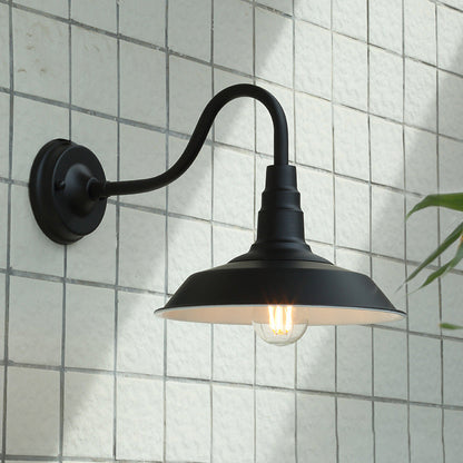 Traditional Iron Round Shade 1-Light Wall Sconce Lamp