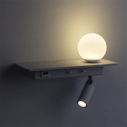 Black With USB Socket Iron LED Spotlight Wall Sconce Lamp