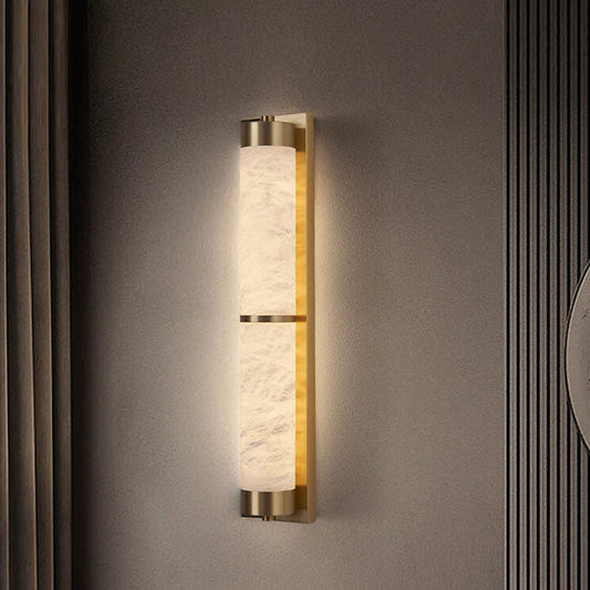 Light Luxury Full Copper Marble Column LED Wall Sconce Lamp