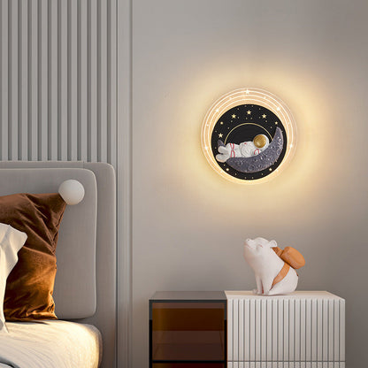 Starry Sky Moon Resin Astronaut Round LED Wall Sconce Lamp