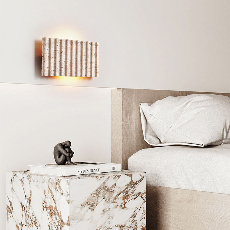 Grille Beige Travertine Rectangle 1-Light Wall Sconce Lamp