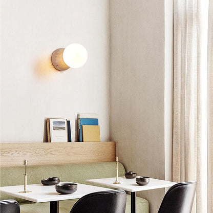 Japanese Round Ball Stone 1-Light Wall Sconce Lamp