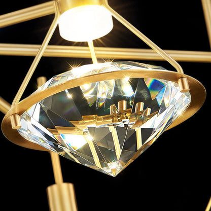 Mid-Century Diamond Brass Crystal LED Wall Sconce Lamp
