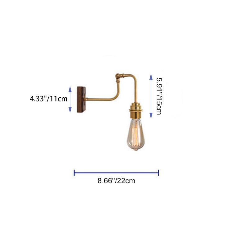 Traditional Square Walnut Copper 1-Light Wall Sconce Lamp