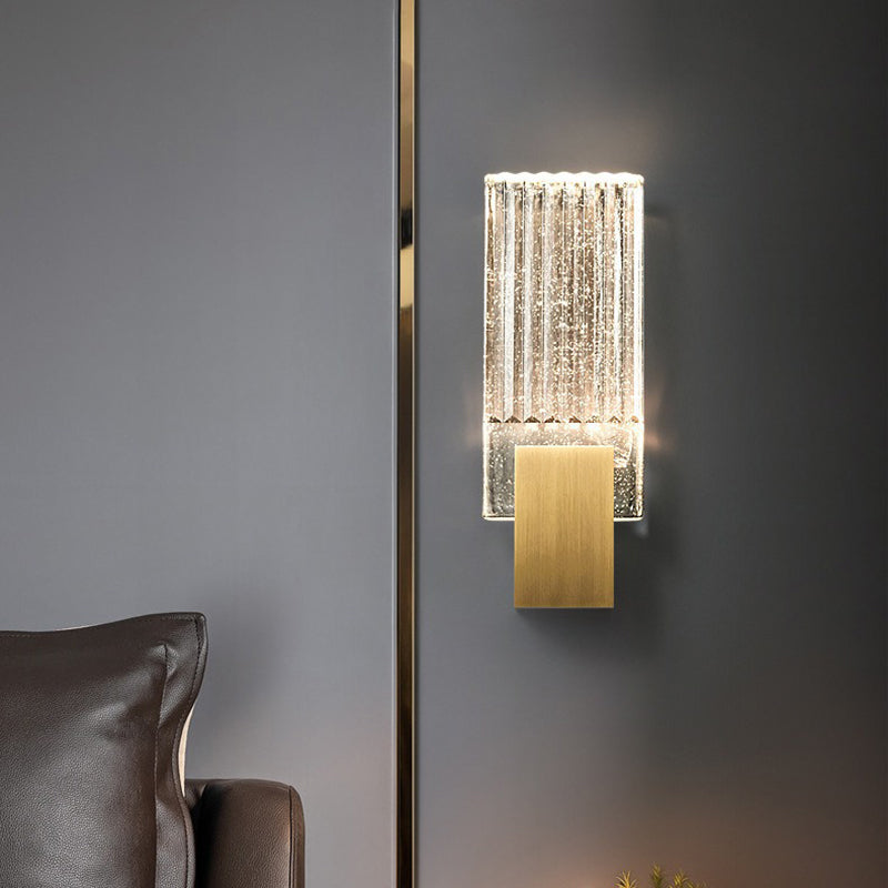 Minimalist Rectangular Copper Crystal LED Wall Sconce Lamp