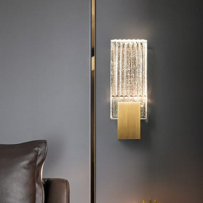 Minimalist Rectangular Copper Crystal LED Wall Sconce Lamp