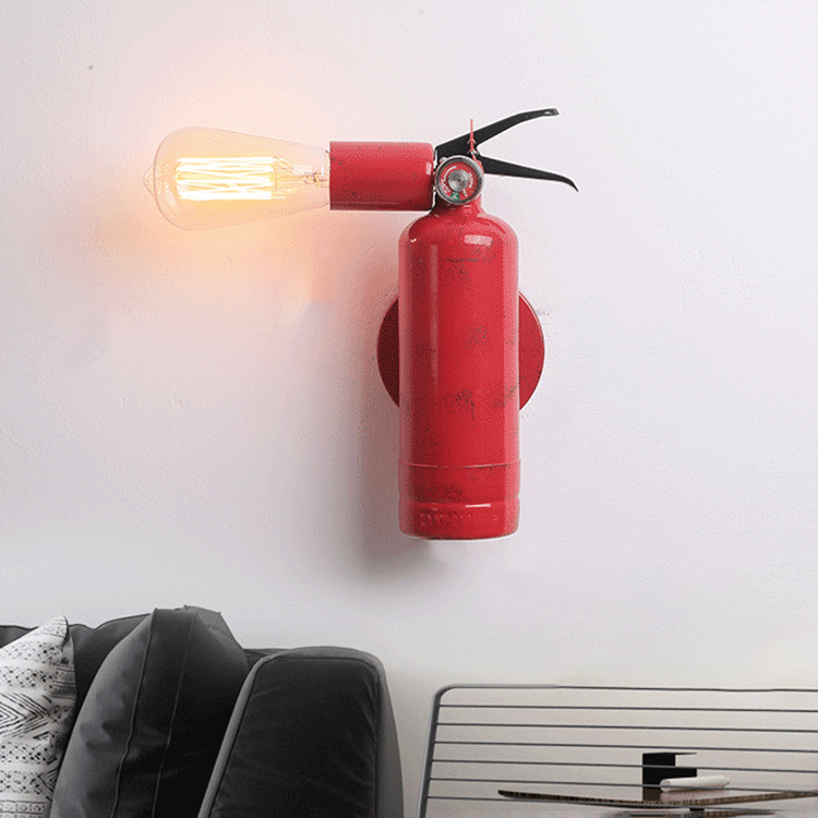 Creative Fire Extinguisher Iron 1-Light Wall Sconce Lamp