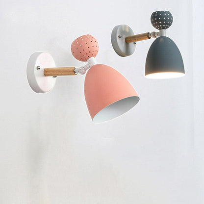 Scandinavian Wood Iron Round 1-Light Wall Sconce Lamp