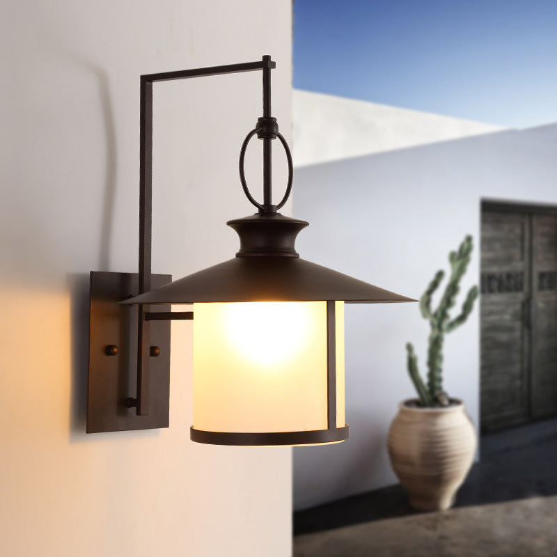 Waterproof Glass Conic Cylinder 1-Light Wall Sconce Lamp