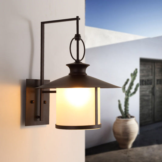 Waterproof Glass Conic Cylinder 1-Light Wall Sconce Lamp