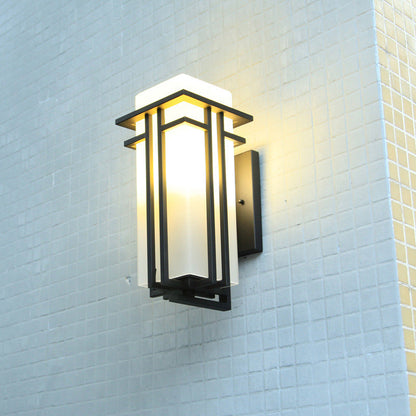 Waterproof Rectangular Alloy Glass 1-Light Wall Sconce Lamp