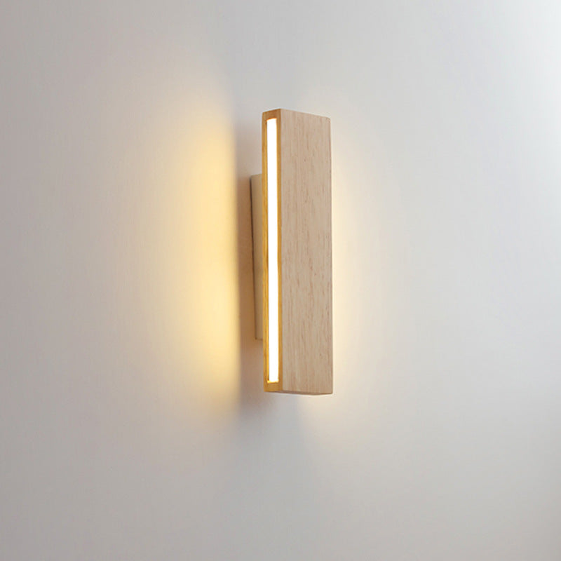 Japanese Minimalist Log Rectangular LED Wall Sconce