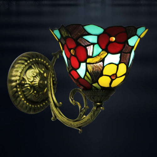 Tiffany Stained Glass Zinc Alloy 1-Light Wall Sconce Lamp