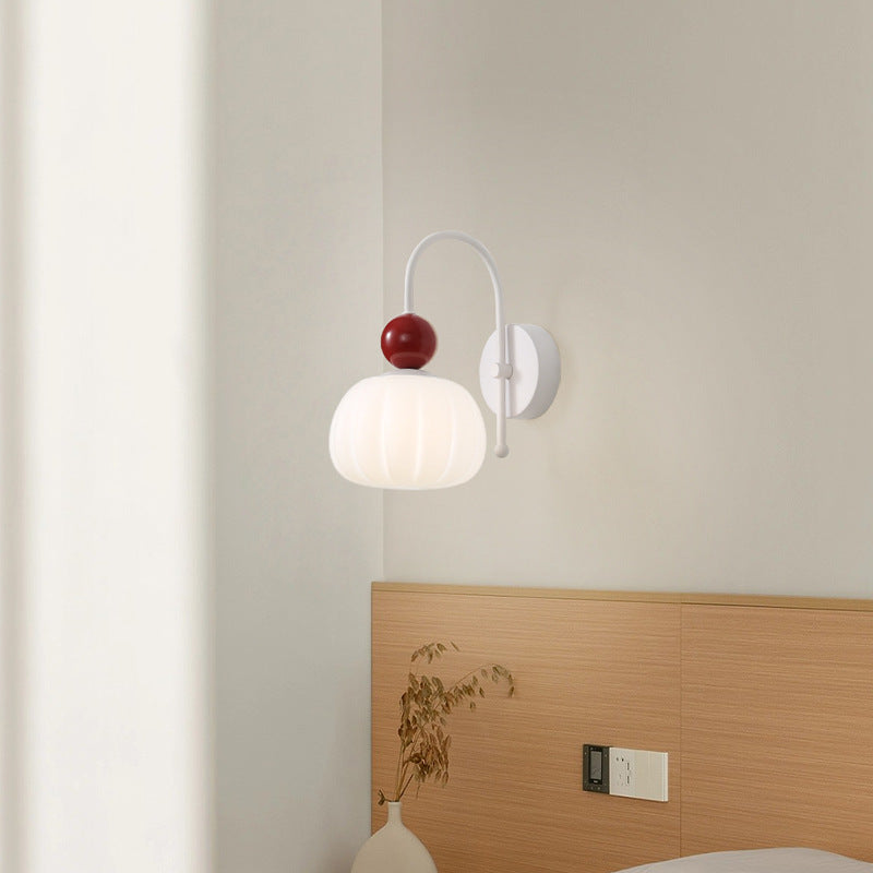 French Pumpkin Cotton PE Shade 1-Light Wall Sconce Lamp