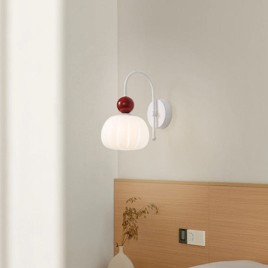 French Pumpkin Cotton PE Shade 1-Light Wall Sconce Lamp