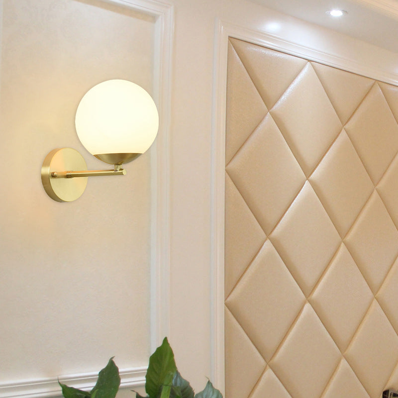 Minimalist Round Ball Copper Glass 1-Light Wall Sconce Lamp