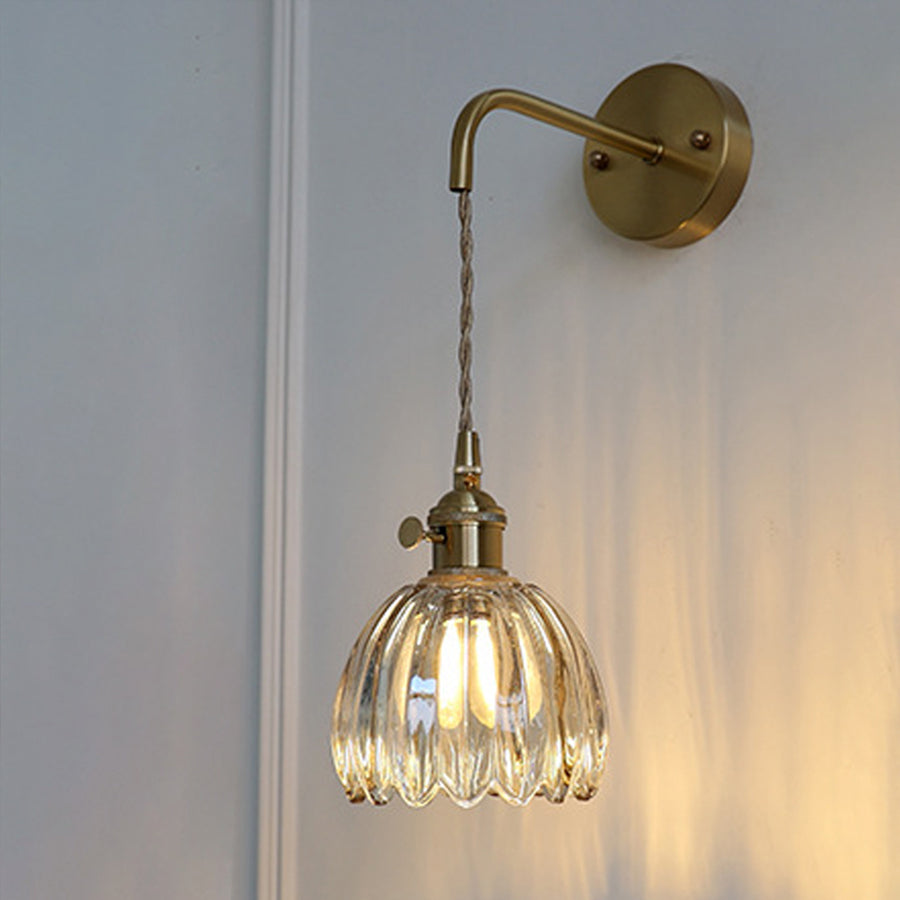 Art Deco Flower Bud Glass Shade 1-Light Wall Sconce Lamp