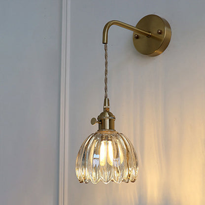 Art Deco Flower Bud Glass Shade 1-Light Wall Sconce Lamp