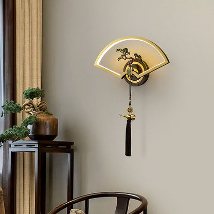 Chinese Copper Magnesium Acrylic LED Wall Sconce Lamp