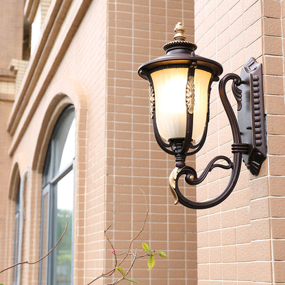 Coffee Aluminum Glass 1-Light Waterproof Wall Sconce Lamp