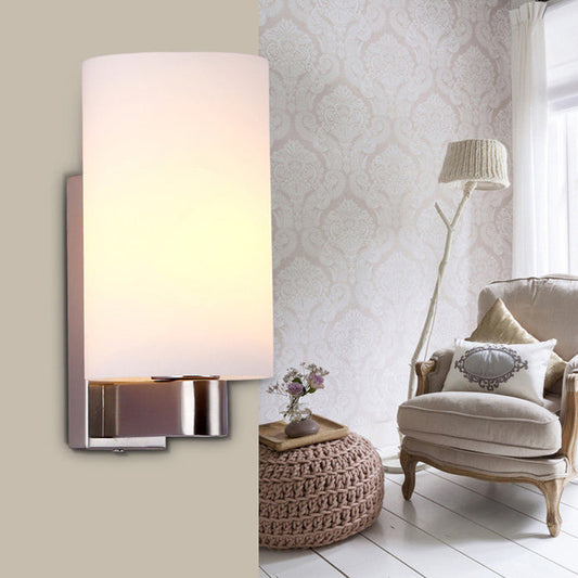 Minimalist Iron Glass Cylinder 1-Light Wall Sconce Lamp