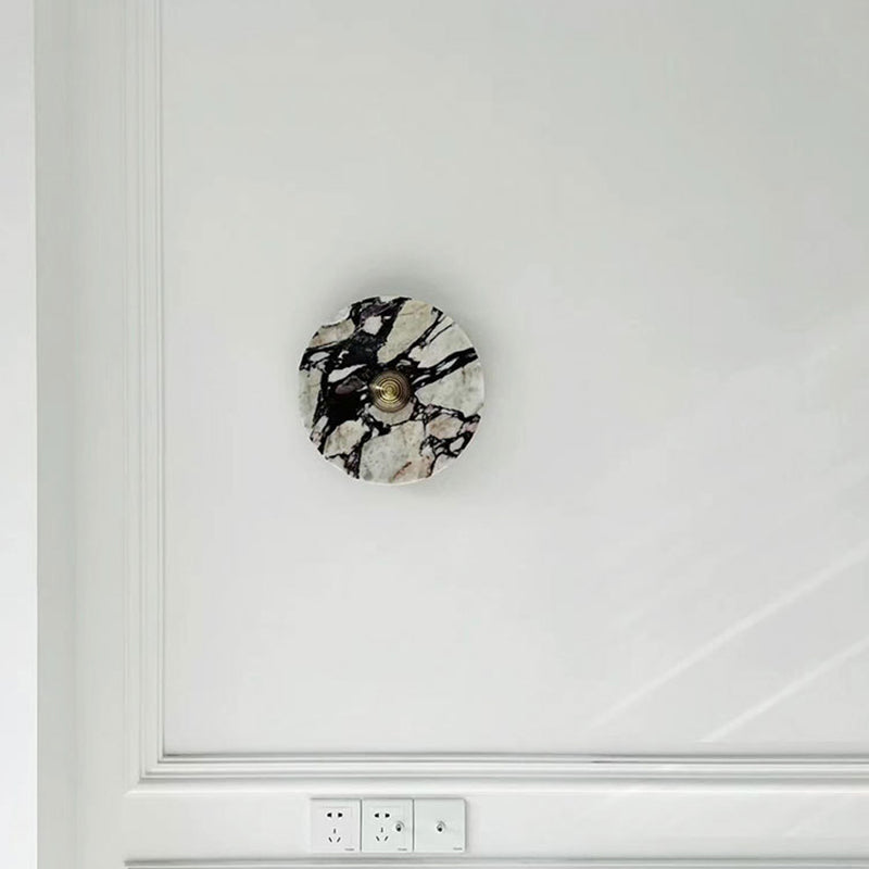 Scandinavian Round Metal Marble LED Wall Sconce Lamp