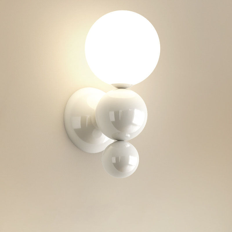 French Pearl Shape Plastic Iron 1-Light Wall Sconce Lamp