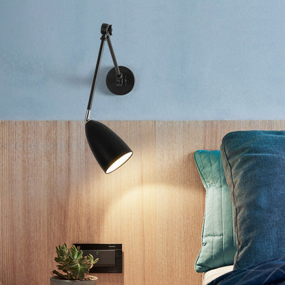 Retractable Swivel Rocker Arm Iron 1-Light Wall Sconce Lamp