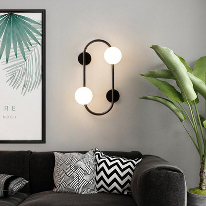 Nordic Iron Glass Ball Oval Ring 2-Light Wall Sconce Lamp