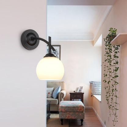 Simplicity Spherical Glass Shade 1-Light Wall Sconce Lamp
