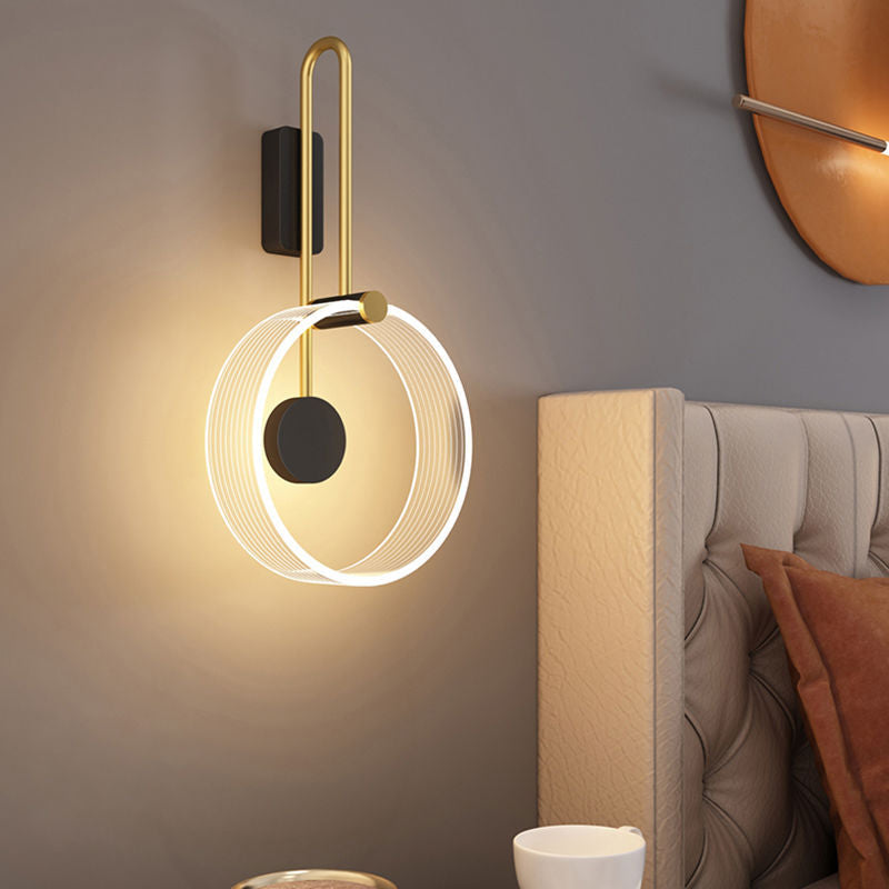 Minimalist Iron Acrylic Round Ring LED Wall Sconce Lamp