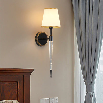French Trapezoid Copper Fabric 1-Light Wall Sconce Lamp