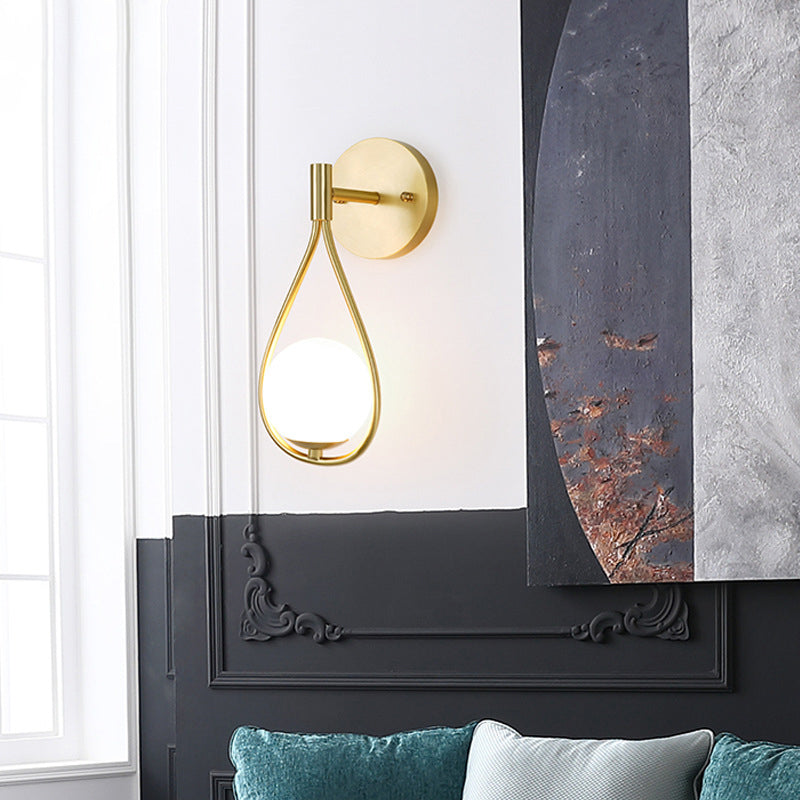 Luxury Brass Ring Frame Glass 1-Light Wall Sconce Lamp