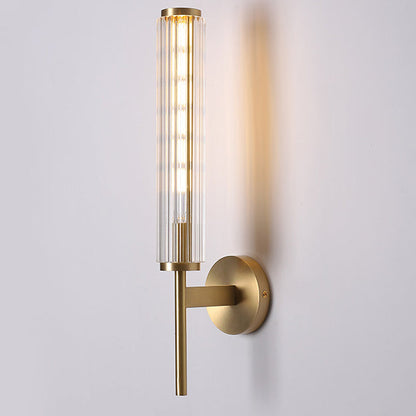 Modern Luxury Brass Glass Cylinder 1-Light Wall Sconce Lamp