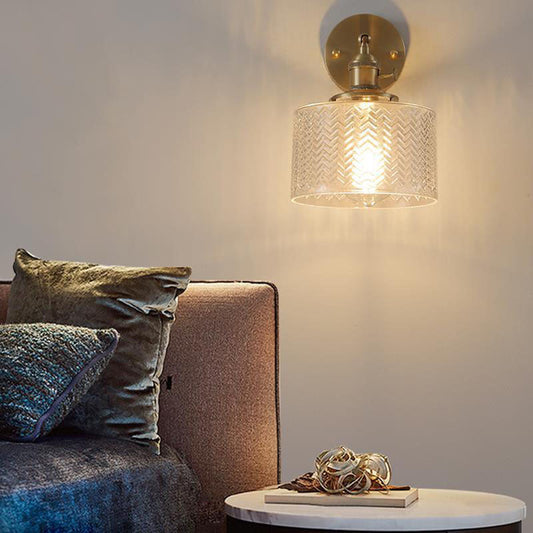 Nordic Minimalist Brass Cylinder 1-Light Wall Sconce Lamp
