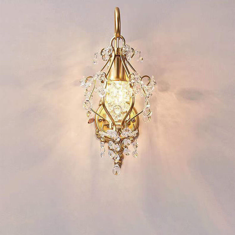 European Light Luxury Crystal Iron 1-Light Wall Sconce Lamp
